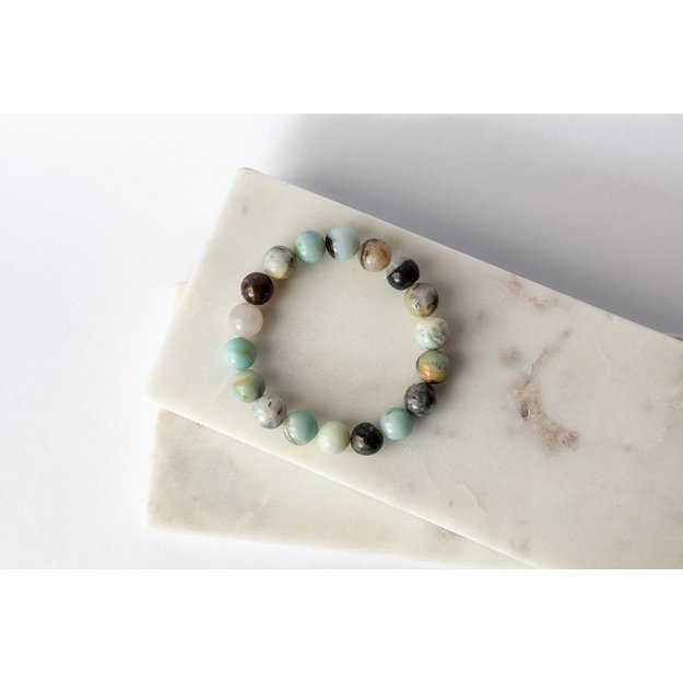 Apyrankė iš amazonito akmenukų 10 mm