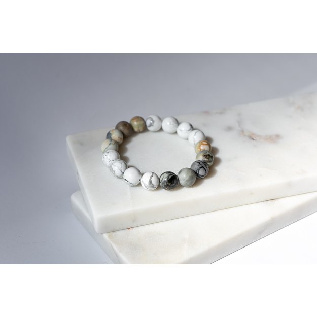 Hovlito ir pikaso jaspio apyrankė 10mm