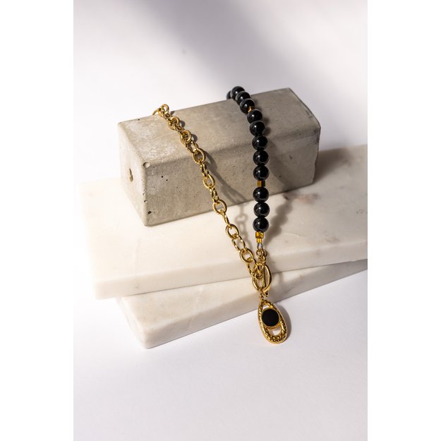 Onikso akmenų ir nerūdijančio plieno vėrinys, apyrankė 2