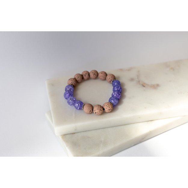 Apyrankė iš lavos ir violetinio kvarco akmenų 1