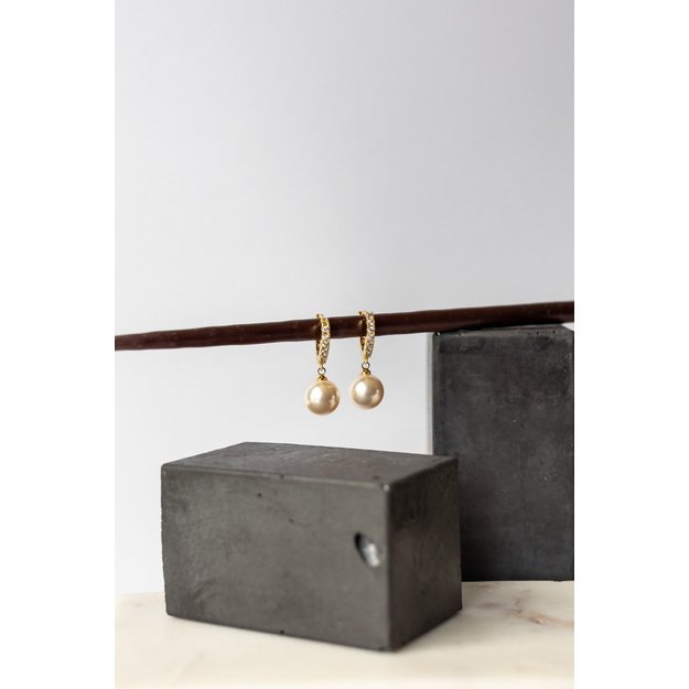 Auskarai su primero kristalo kreminiais perlais 1