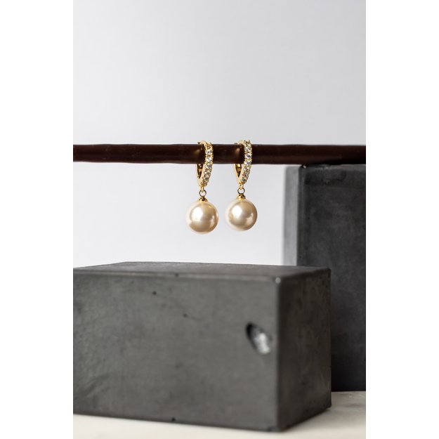 Auskarai su primero kristalo kreminiais perlais