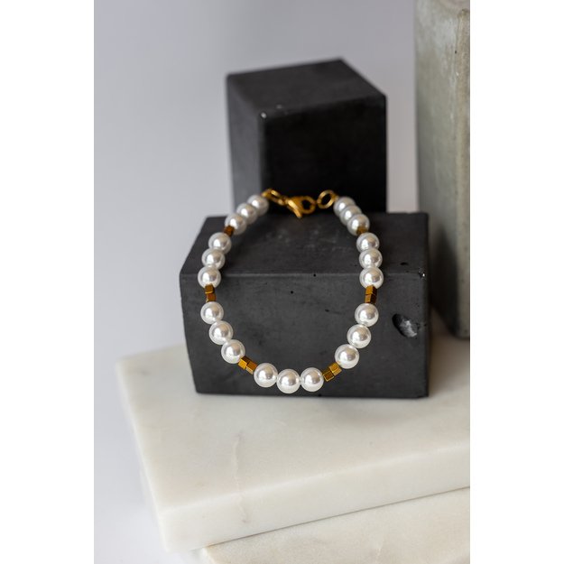 Perlų masės ir hematito apyrankė