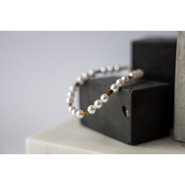 Perlų masės ir hematito apyrankė 1