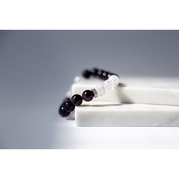 Apyrankė iš rausvo kvarco ir ametisto akmenukų 1