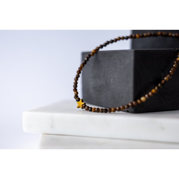 Tigro akies ir hematito vėrinys 