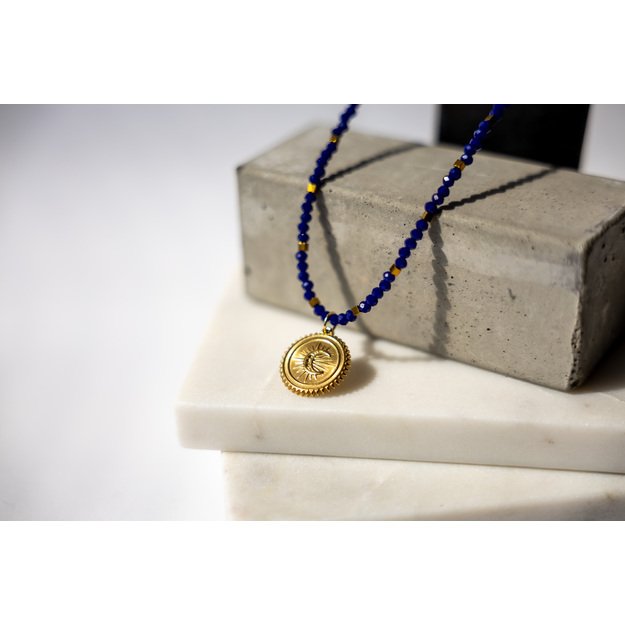 Vėrinys su stikliniais kristalais, hematitu, nerūdijančiu plieno detalėmis 1