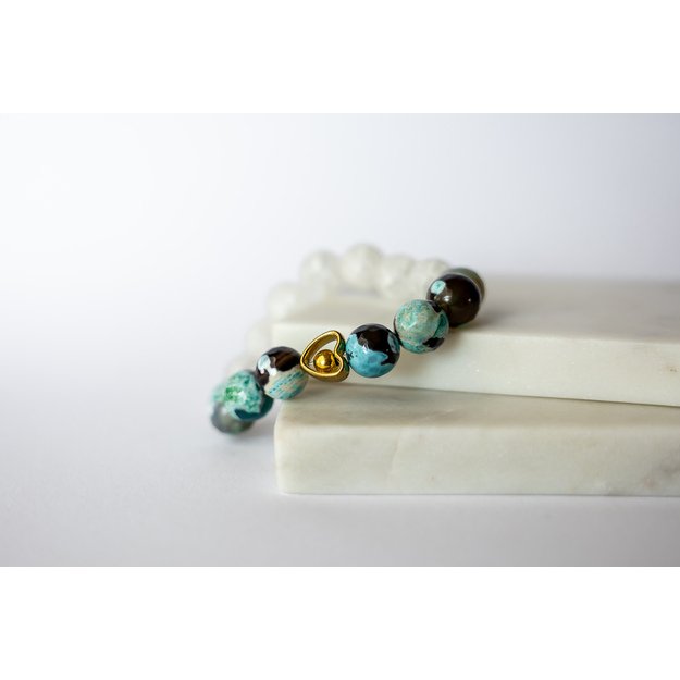 Apyrankė iš kvarco ir agato akmenų 12 mm 1