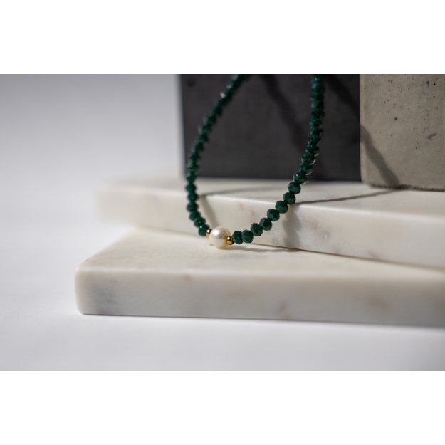 Stiklo kristalų ir perlo vėrinys 1