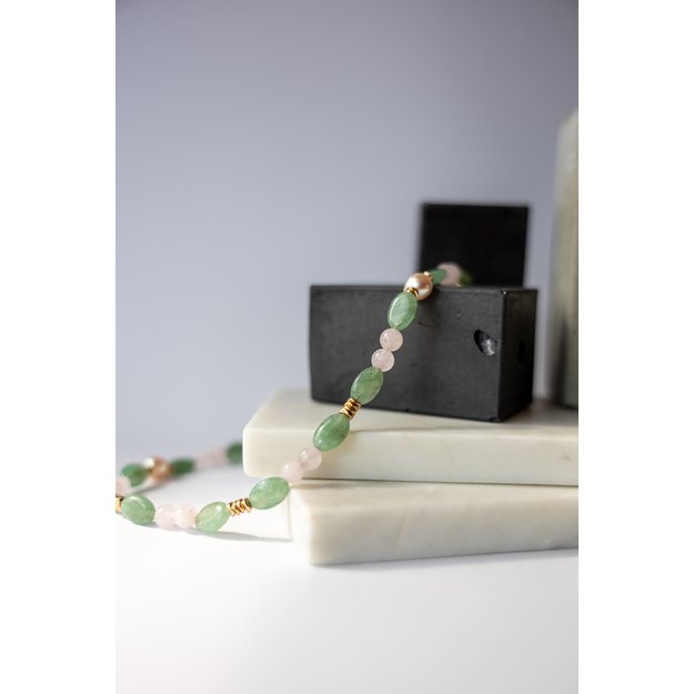 Vėrinys su natūraliais akmenimis ir perlais 1