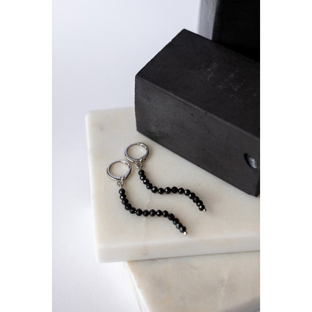 Vėrinys ir auskarai su juodo cirkonio akmenimis 2